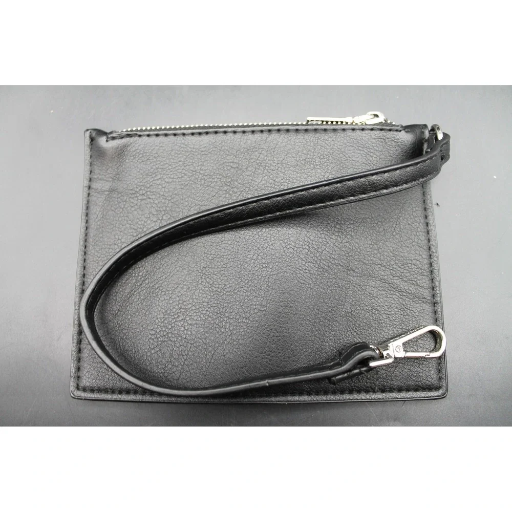 Steve Madden Black Wristlet Clutch Zip Pouch Removable Strap